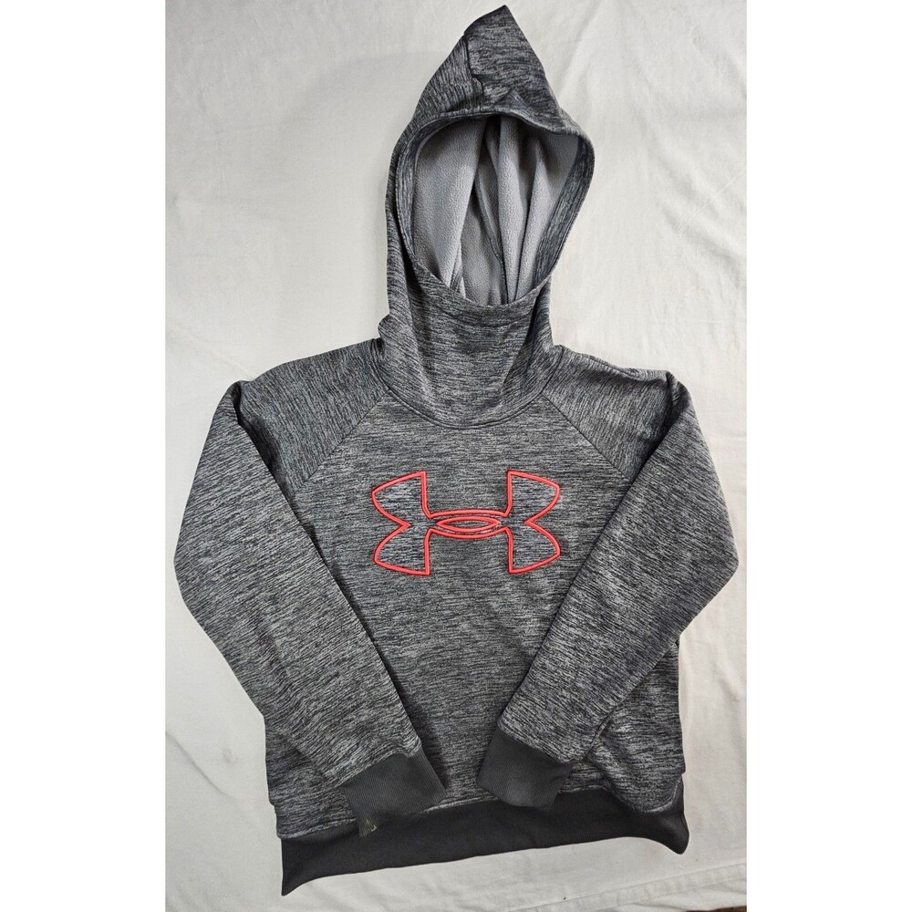 Under Armour Hoodie Women Size Small Gray Pink Logo Pullover Fleece S UA